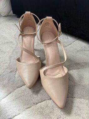 Nude Pointed Toe Strappy Heels